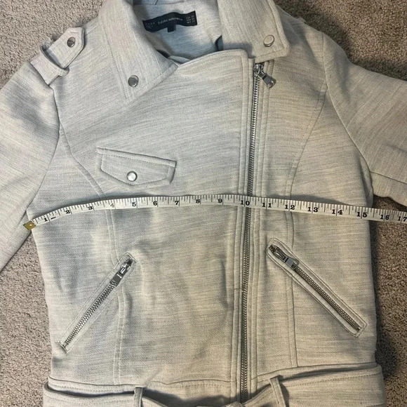 Trafaluc by Zara grey moto jacket with silver detail size XS - Picture 10 of 12